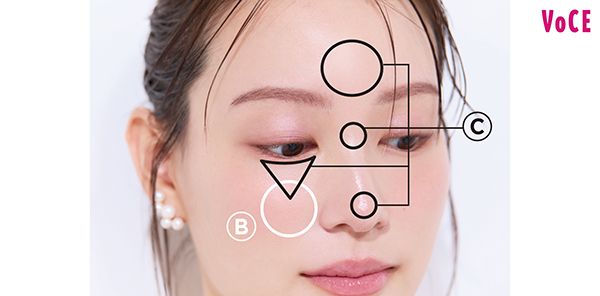 チークをのせ、スポンジで広くぼかして血色感をじんわりと