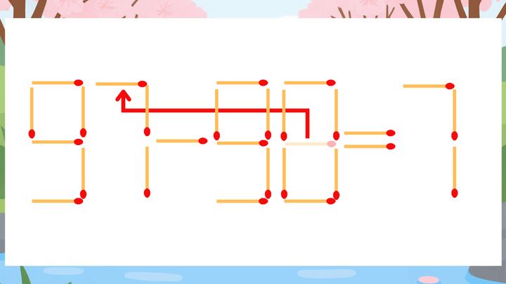 【マッチ棒クイズ】1本だけ動かして正しい式に：91-98=7？の解答画像