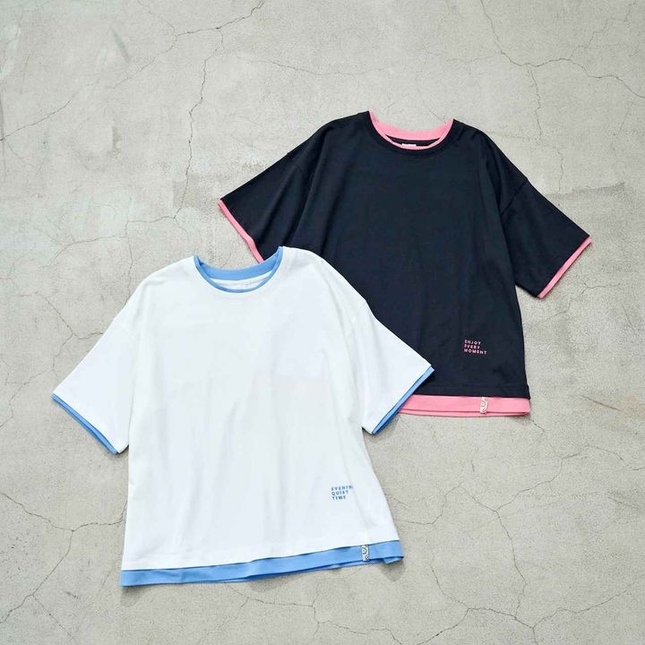 画像: レイヤーライクTシャツ（オフ、ネイビー）各¥3,500 出典：ニコアンド