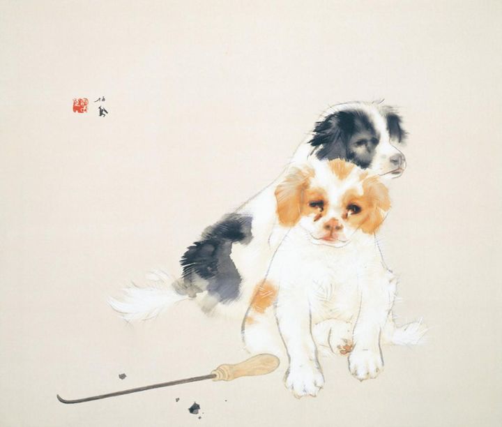 竹内栖鳳「爐邊」（昭和10年） 足立美術館蔵