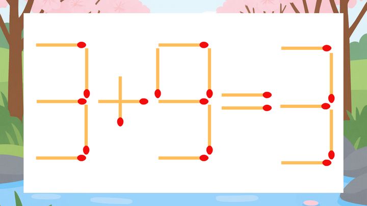 【マッチ棒クイズ】1本だけ動かして正しい式に：3+9=3？の問題画像