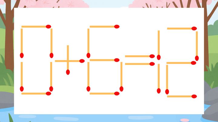 【マッチ棒クイズ】1本だけ動かして正しい式に：0+6=12？の問題画像