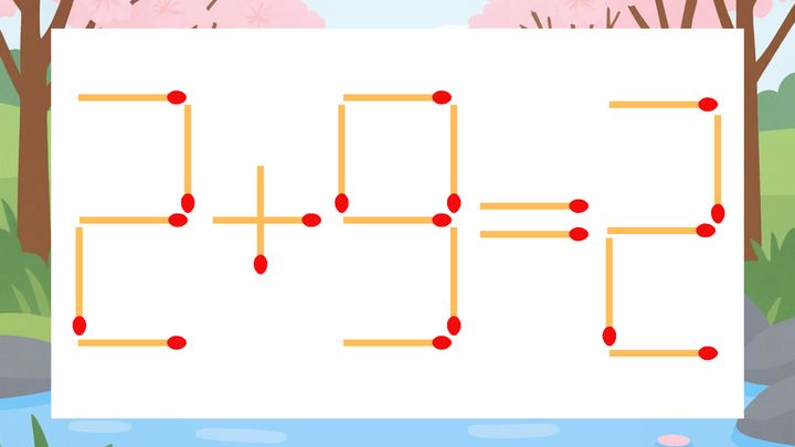 【マッチ棒クイズ】1本だけ動かして正しい式に：2+9=2？の問題画像