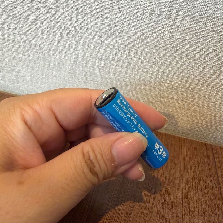 電池に穴が開いてる！？ダイソーの『Type-C直挿し充電池』が便利すぎて手放せない