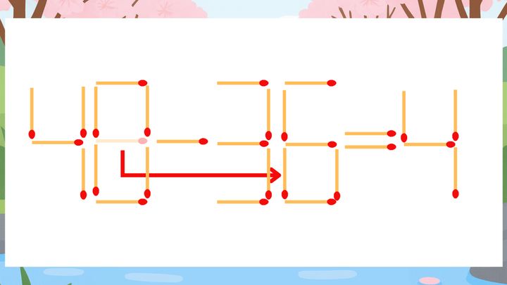 【マッチ棒クイズ】1本だけ動かして正しい式に：48-35=4？の解答画像