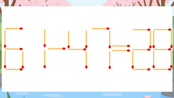 【マッチ棒クイズ】1本だけ動かして正しい式に：61-47=28？の問題画像