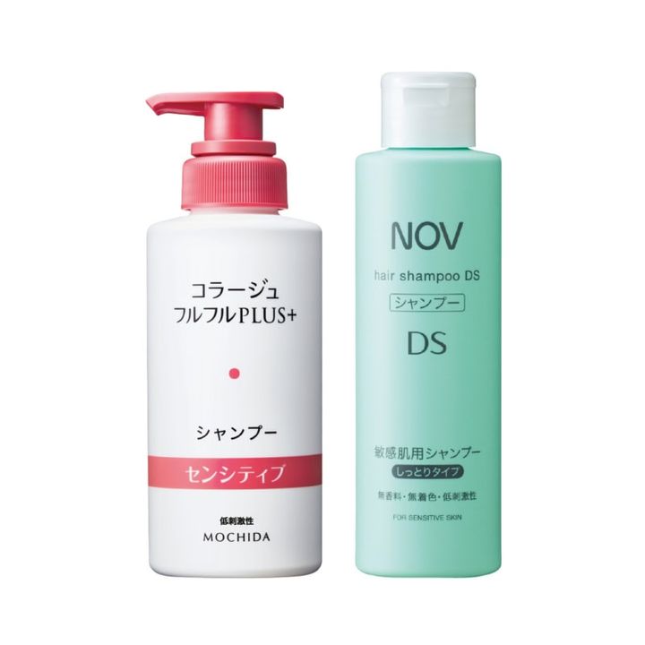 右_ノブ ヘアシャンプー DS 250mL ¥1,760（常盤薬品工業） 左_コラージュフルフルプラス センシティブシャンプー （持田ヘルスケア）