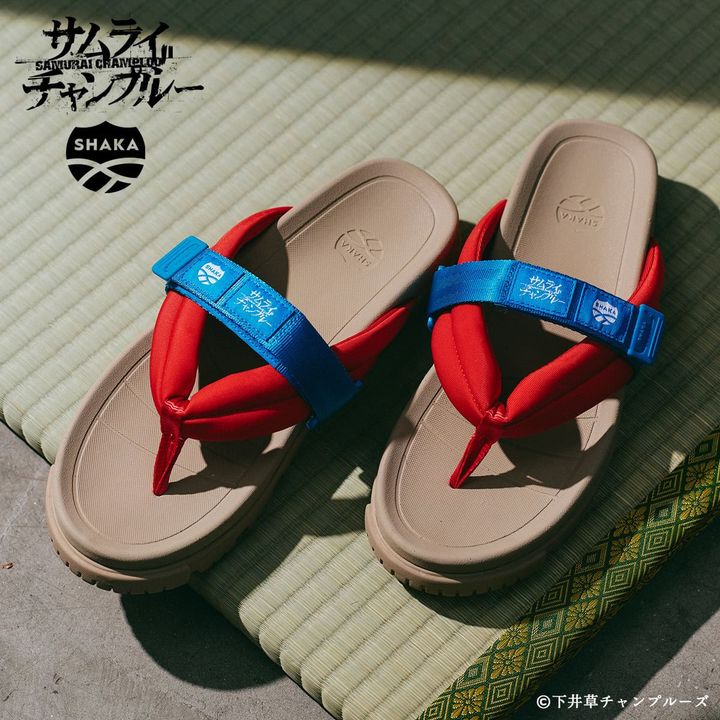 フットウェアブランドのSHAKA（シャカ）から、ヒップホップとサムライ文化が融合した名作アニメSAMURAI CHAMPLOO（サムライチャンプルー）との初コラボレーションサンダルが登場。数量限定300足で発売される。