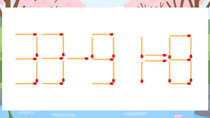 【マッチ棒クイズ】1本だけ動かして正しい式に：33-91=8？の問題画像