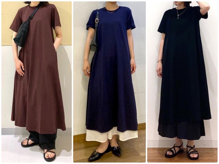 見た目はコットンのようなナチュラルさで、真夏もさらりとした肌触りをキープできるユニクロのTシャツワンピ。これ1枚ではもちろん、レイヤードでも着回せて、夏に大活躍する優秀アイテムです。※サムネイル画像：StyleHint
