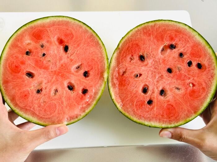 めっちゃ簡単！切り方を変えるだけで「種なしスイカ」ができちゃった！しかもどこを食べても甘～い♡