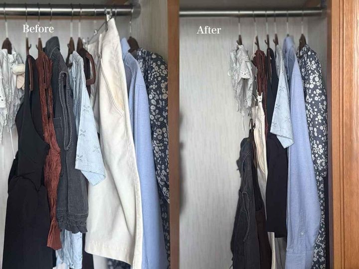 画像: ハンガーを縦にずらすだけで、見た目もすっきり