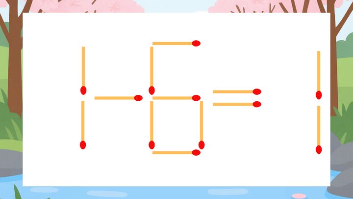 【マッチ棒クイズ】1本だけ動かして正しい式に：1-6=1？の問題画像
