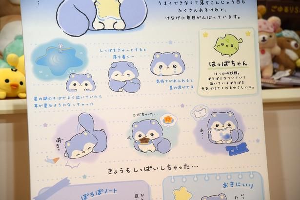 「よなよなぽろぽ」の仕草＆表情をまとめたボード (C)2026 SAN-X CO., LTD. ALL RIGHTS RESERVED. 撮影：ソムタム田井