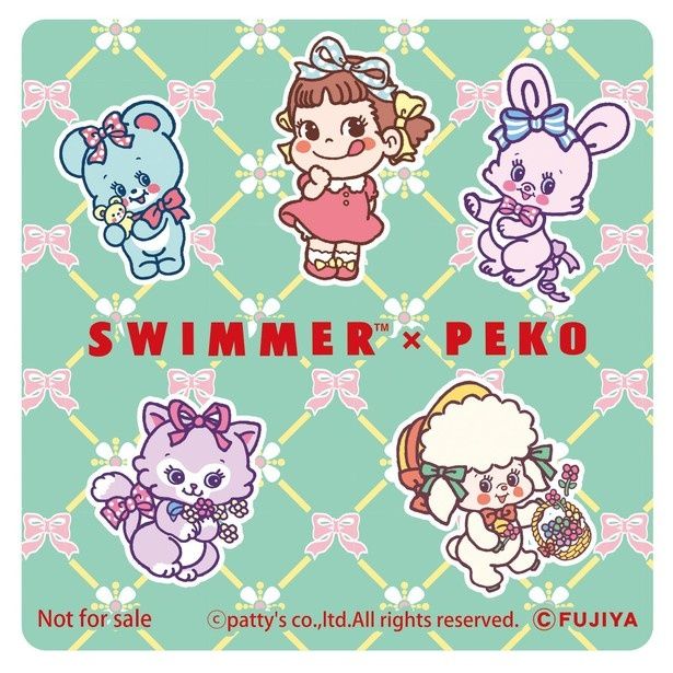 SWIMMER×PEKOオリジナルコースター2種目(約縦90×横90ミリ／紙製) (C)patty's co.,ltd.All rights reserved. (C)FUJIYA