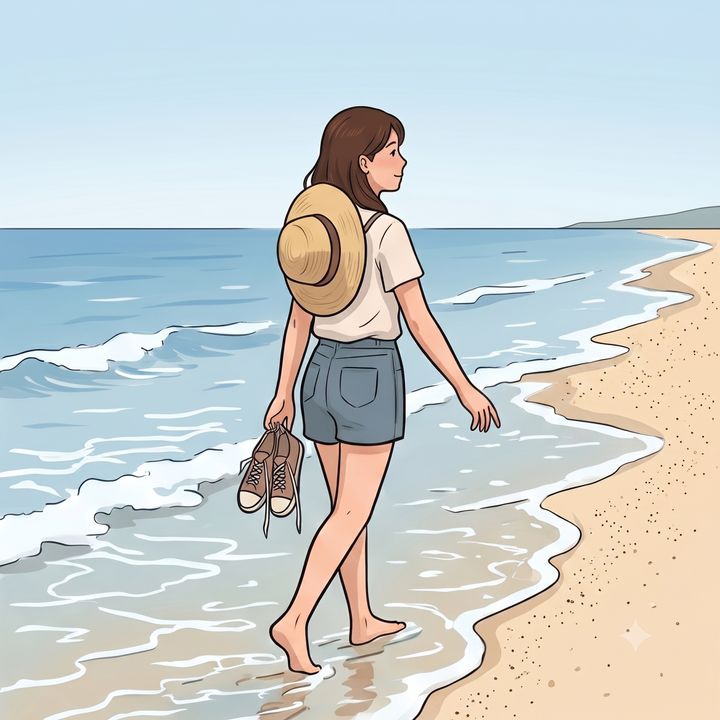 波打ち際をひたすら歩いてしまう