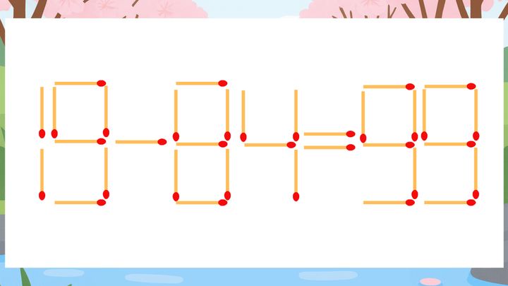 【マッチ棒クイズ】1本だけ動かして正しい式に：19-84=99？の問題画像