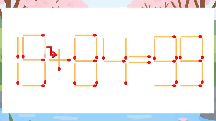 【マッチ棒クイズ】1本だけ動かして正しい式に：19-84=99？の解答画像