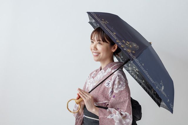 大花火の夜のまち｜晴雨兼用日傘 ネイビー