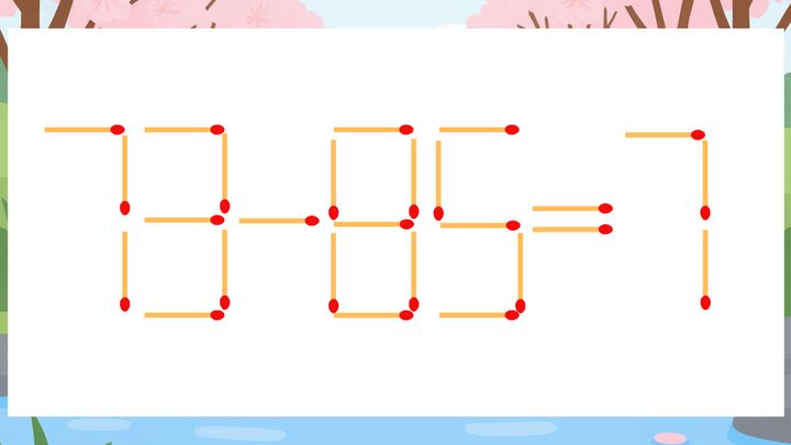 【マッチ棒クイズ】1本だけ動かして正しい式に：73-85=7？の問題画像