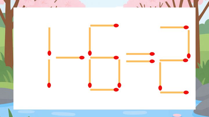 【マッチ棒クイズ】1本だけ動かして正しい式に：1-6=2？の問題画像