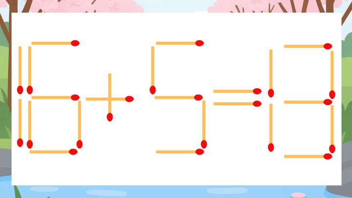 【マッチ棒クイズ】1本だけ動かして正しい式に：16+5=13？の問題画像