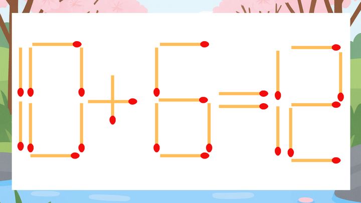【マッチ棒クイズ】1本だけ動かして正しい式に：10+6=12？の問題画像
