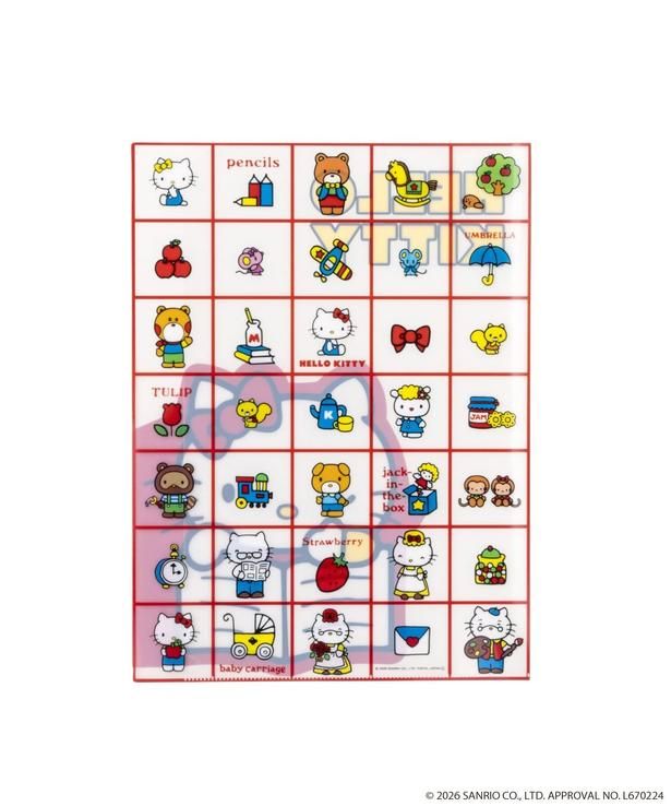 デザイン01、赤白カラーのファイル裏面デザイン (C)2026 SANRIO CO., LTD. APPROVAL No.L670224