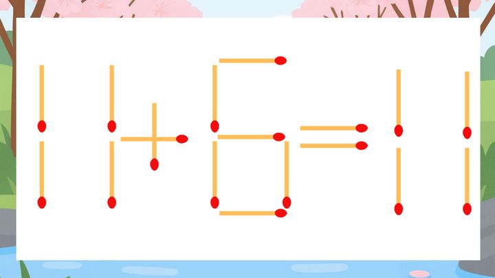 【マッチ棒クイズ】1本だけ動かして正しい式に：11+6=11？の問題画像
