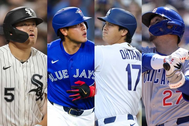 村上宗隆（左から）、岡本和真、大谷翔平、鈴木誠也（C）Getty Images