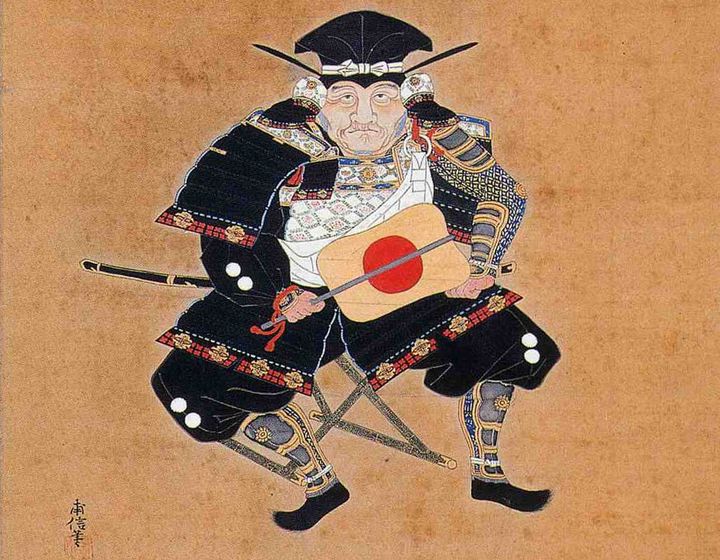 池田恒興の肖像画（模写、部分）、鳥取県立博物館所蔵