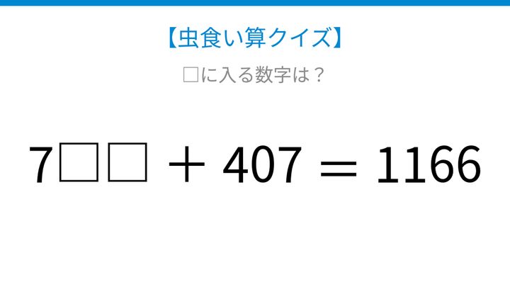 【虫食い算クイズ】□に入る数字は？論理で解ける！の問題画像
