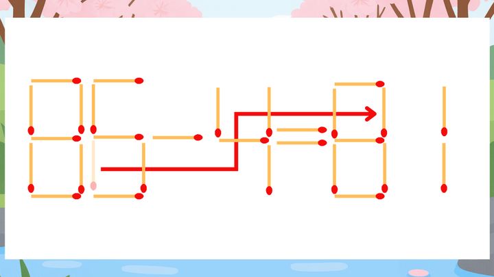 【マッチ棒クイズ】1本だけ動かして正しい式に：86-4=61？の解答画像