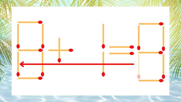 【マッチ棒クイズ】1本だけ動かして正しい式に：9＋1＝8？の解答画像