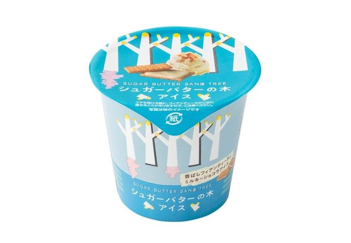 シュガーバターの木アイスのカップの蓋のアップ