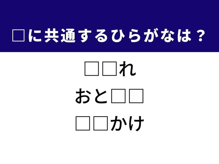 3つの言葉の空欄を埋めて正しい日本語を完成させるクイズです。衛生的な設備、過去を指す言葉、そして課題を提示することをヒントに、共通するひらがな2文字を導き出して語彙力を試してみましょう。