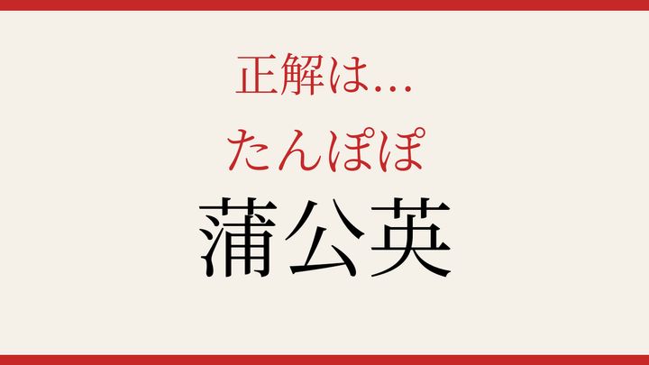 【難読漢字】あなたは読める？春の野原を彩る花の解答画像