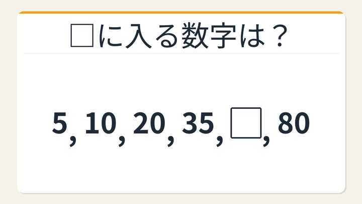 【数列クイズ】階差が等差の法則！□に入る数字は？の問題画像