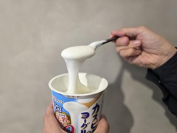  透明感のあるみずみずしい白さ。脂肪分を抜いているので、見た目からもフレッシュさが伝わります