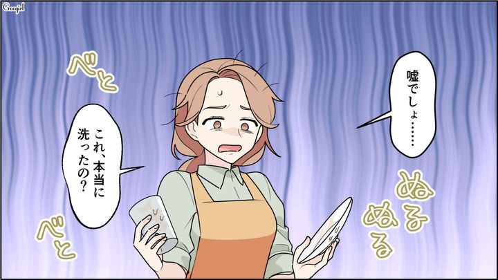 同棲中の彼氏が後片付けをしてくれたけど…「これ、本当に洗ったの？」汚れが落ちていない食器に戸惑った話