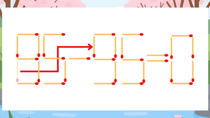 【マッチ棒クイズ】1本だけ動かして正しい式に：85-35=0？の解答画像
