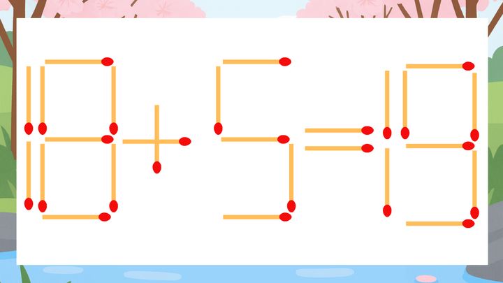 【マッチ棒クイズ】1本だけ動かして正しい式に：18+5=19？の問題画像