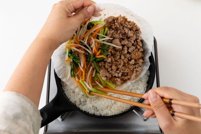 【今日の夜ご飯決定！】使うのはフライパンだけ〈およね式ビビンパ〉がラク旨すぎる件♡