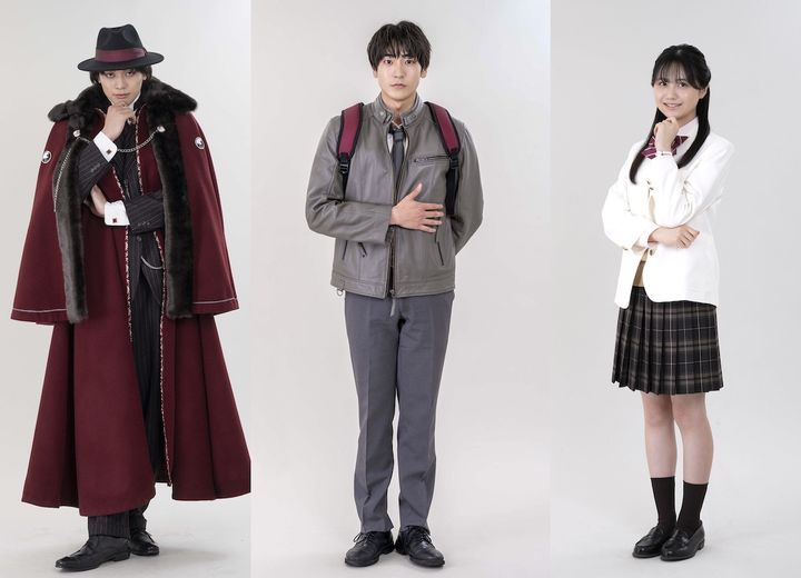 ドラマ『仮面ライダーマイス』メインキャスト 左から東啓介、秋谷郁甫、堀川梨心 （C）2026 石森プロ・テレビ朝日・ADK EM・東映 width=