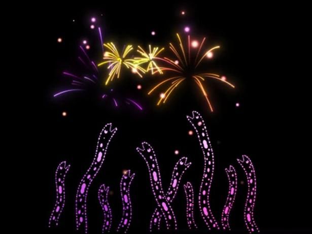 群れで暮らす習性を光で表現したチンアナゴの花火演出(イメージ)