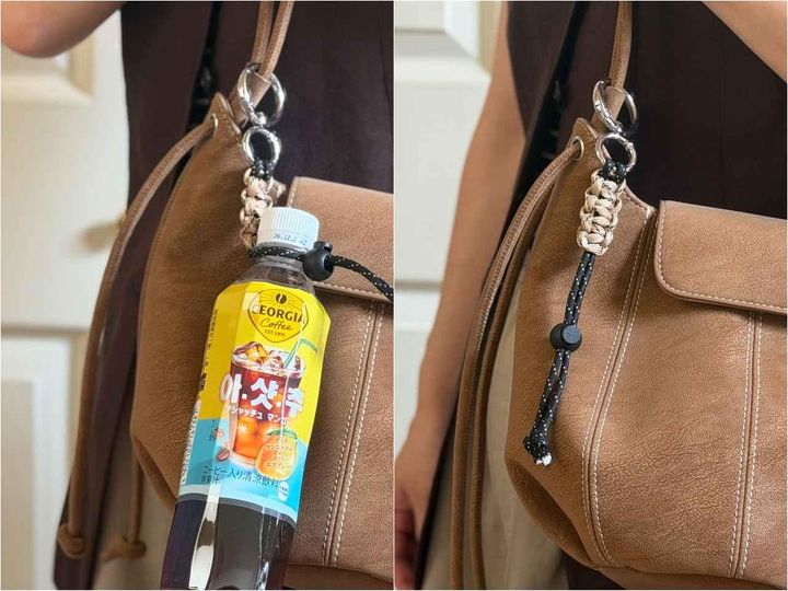 画像: 見た目はバッグチャーム風！ ペットボトルの外付けに便利