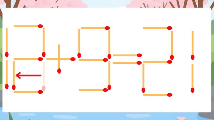 【マッチ棒クイズ】1本だけ動かして正しい式に：13+9=21？の解答画像