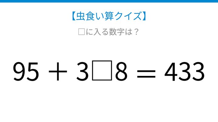 【虫食い算クイズ】□に入る数字は？論理で解ける！の問題画像