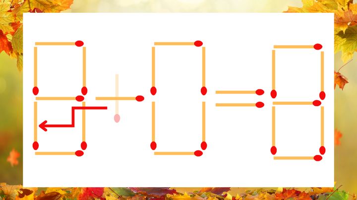 【マッチ棒クイズ】1本だけ動かして正しい式に：9＋0＝8？の解答画像