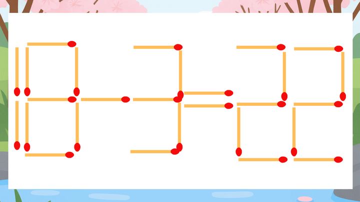 【マッチ棒クイズ】1本だけ動かして正しい式に：18-3=22？の問題画像